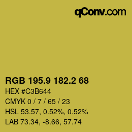 カラーコード: RGB 195.9 182.2 68 | qconv.com