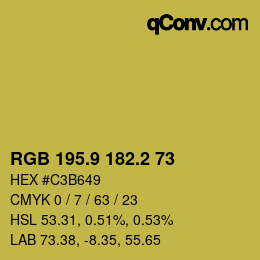 カラーコード: RGB 195.9 182.2 73 | qconv.com