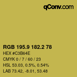 カラーコード: RGB 195.9 182.2 78 | qconv.com