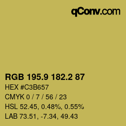 カラーコード: RGB 195.9 182.2 87 | qconv.com
