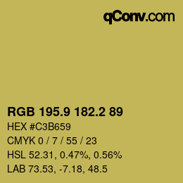 カラーコード: RGB 195.9 182.2 89 | qconv.com