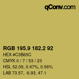 カラーコード: RGB 195.9 182.2 92 | qconv.com