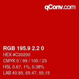 カラーコード: RGB 195.9 2.2 0 | qconv.com