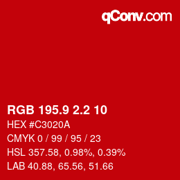 カラーコード: RGB 195.9 2.2 10 | qconv.com