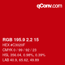 カラーコード: RGB 195.9 2.2 15 | qconv.com