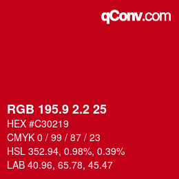 カラーコード: RGB 195.9 2.2 25 | qconv.com