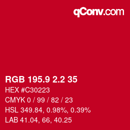 カラーコード: RGB 195.9 2.2 35 | qconv.com