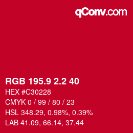 カラーコード: RGB 195.9 2.2 40 | qconv.com