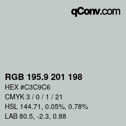 Color code: RGB 195.9 201 198 | qconv.com