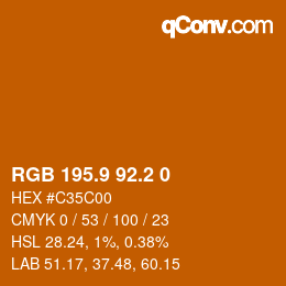 Color code: RGB 195.9 92.2 0 | qconv.com