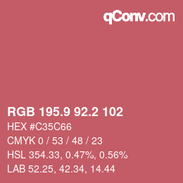 カラーコード: RGB 195.9 92.2 102 | qconv.com