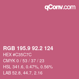 カラーコード: RGB 195.9 92.2 124 | qconv.com