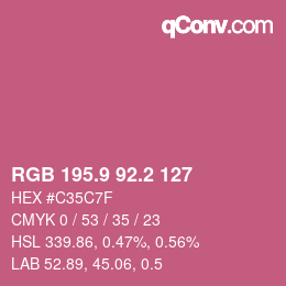 カラーコード: RGB 195.9 92.2 127 | qconv.com