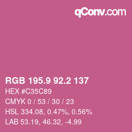 カラーコード: RGB 195.9 92.2 137 | qconv.com