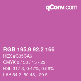 カラーコード: RGB 195.9 92.2 166 | qconv.com