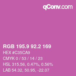 カラーコード: RGB 195.9 92.2 169 | qconv.com