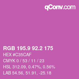 カラーコード: RGB 195.9 92.2 175 | qconv.com