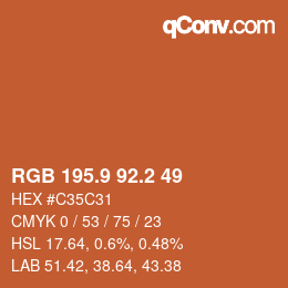 カラーコード: RGB 195.9 92.2 49 | qconv.com