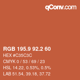 カラーコード: RGB 195.9 92.2 60 | qconv.com