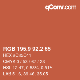 Color code: RGB 195.9 92.2 65 | qconv.com