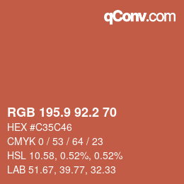 カラーコード: RGB 195.9 92.2 70 | qconv.com