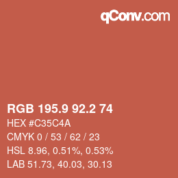 カラーコード: RGB 195.9 92.2 74 | qconv.com