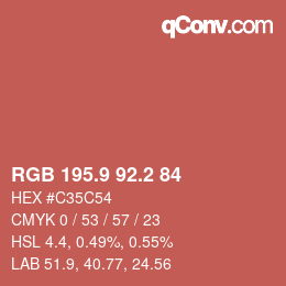 カラーコード: RGB 195.9 92.2 84 | qconv.com