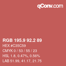 カラーコード: RGB 195.9 92.2 89 | qconv.com