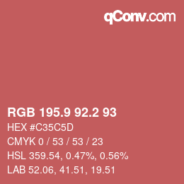 カラーコード: RGB 195.9 92.2 93 | qconv.com
