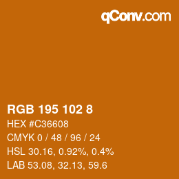 Color code: RGB 195 102 8 | qconv.com