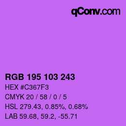 Color code: RGB 195 103 243 | qconv.com
