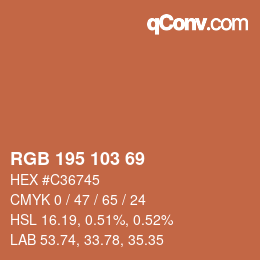 Color code: RGB 195 103 69 | qconv.com