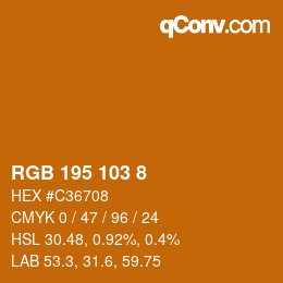 カラーコード: RGB 195 103 8 | qconv.com