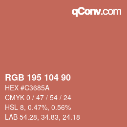 Color code: RGB 195 104 90 | qconv.com