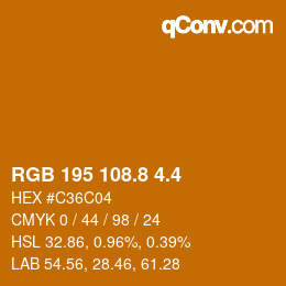 カラーコード: RGB 195 108.8 4.4 | qconv.com