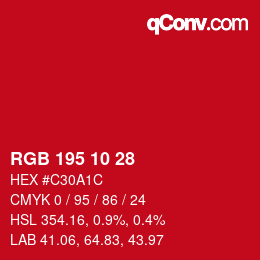 カラーコード: RGB 195 10 28 | qconv.com