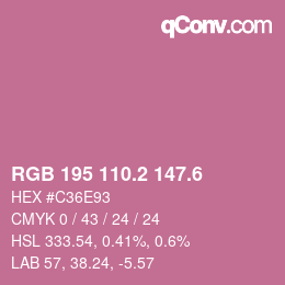 カラーコード: RGB 195 110.2 147.6 | qconv.com