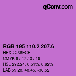 カラーコード: RGB 195 110.2 207.6 | qconv.com