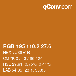 カラーコード: RGB 195 110.2 27.6 | qconv.com