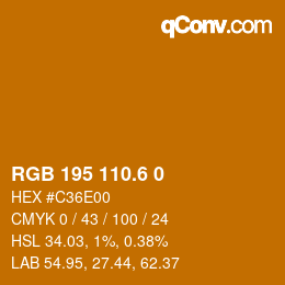 カラーコード: RGB 195 110.6 0 | qconv.com