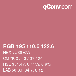 カラーコード: RGB 195 110.6 122.6 | qconv.com