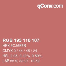 Color code: RGB 195 110 107 | qconv.com