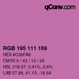 颜色代码: RGB 195 111 169 | qconv.com