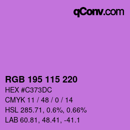 カラーコード: RGB 195 115 220 | qconv.com