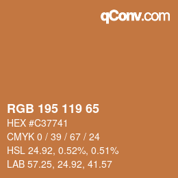 Color code: RGB 195 119 65 | qconv.com