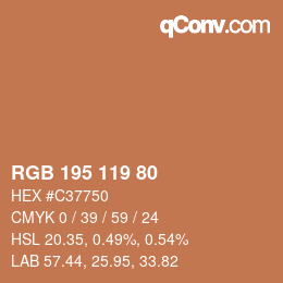 Color code: RGB 195 119 80 | qconv.com