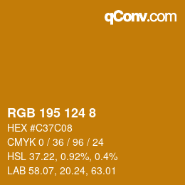Code couleur: RGB 195 124 8 | qconv.com