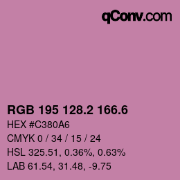 カラーコード: RGB 195 128.2 166.6 | qconv.com