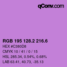 カラーコード: RGB 195 128.2 216.6 | qconv.com