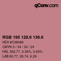 カラーコード: RGB 195 128.6 136.6 | qconv.com